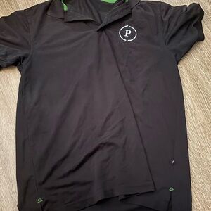 Black Polo Shirt with Green Accents